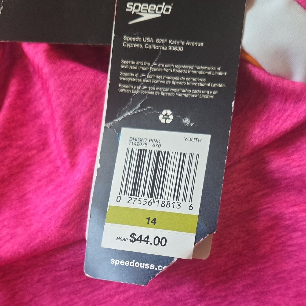 Speedo Kids Swim One Piece - Pink and Orange - Picture 3 of 5